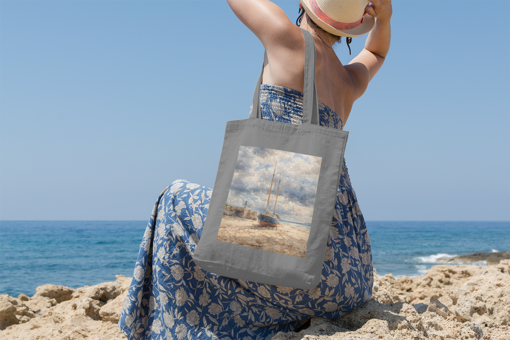 St Ives gift tote bag in coastal setting — Cornwall fishing heritage cotton shopper
