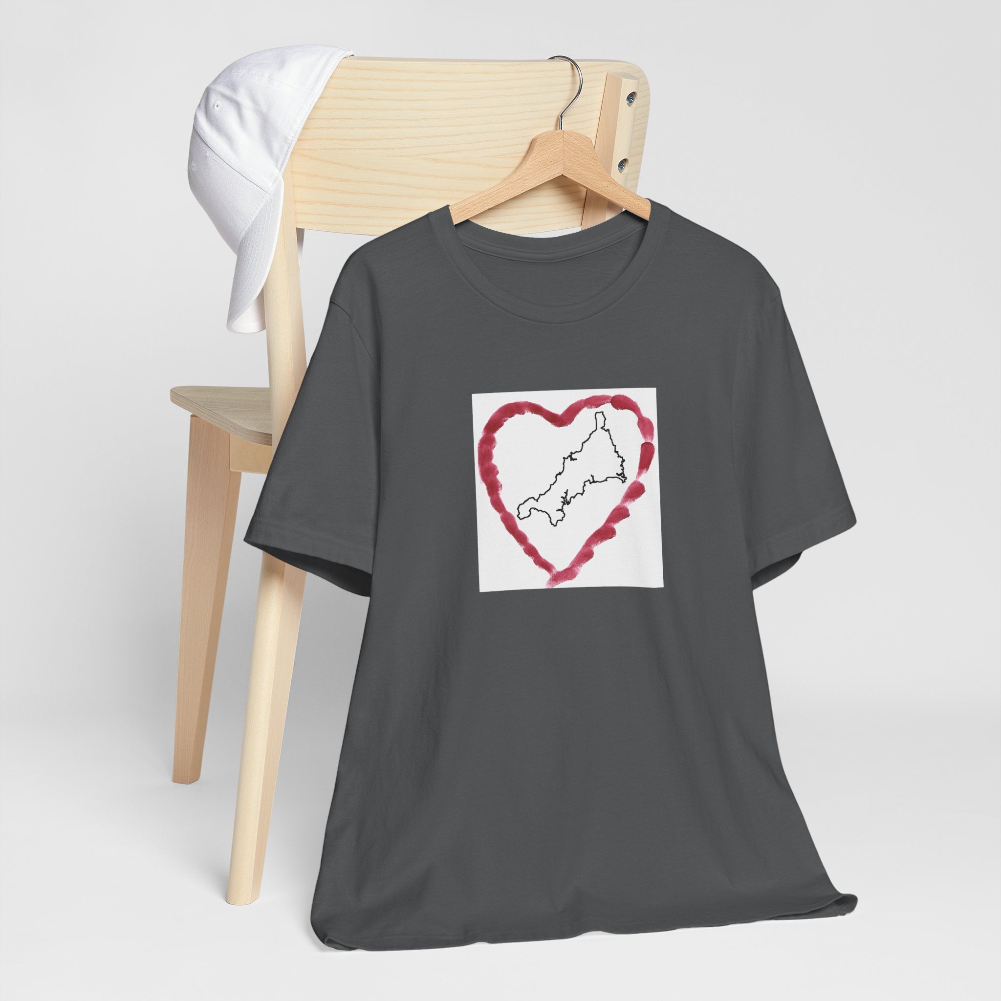 I Love Cornwall soft asphalt grey unisex tee — Kernow heart design Cornwall gift shirt
