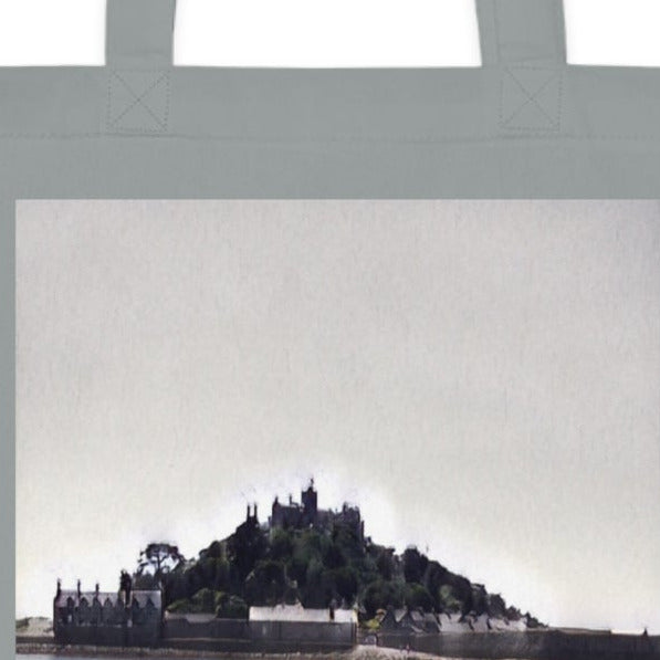 Stunning St Michael’s Mount illustration on grey tote