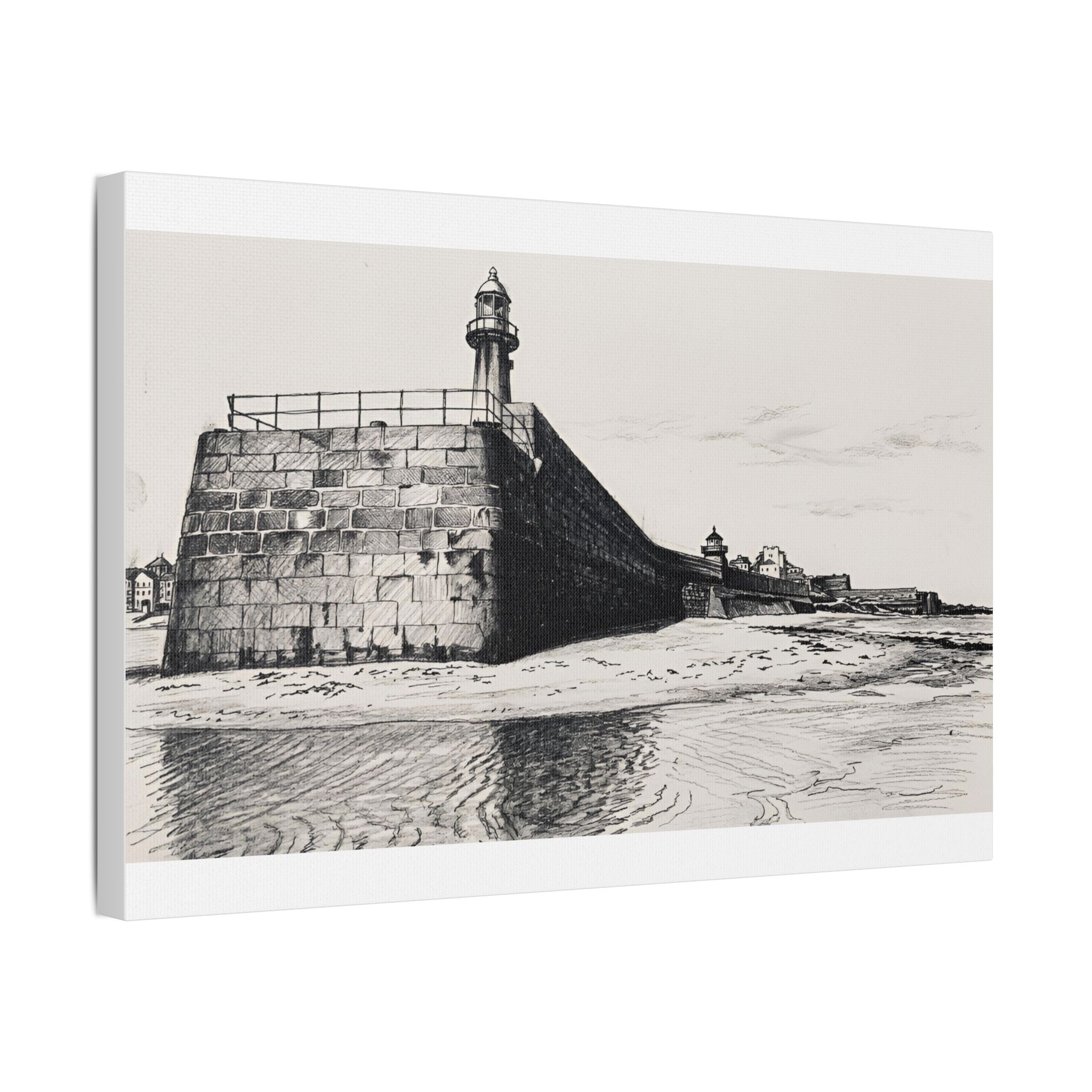Smeaton's Pier St Ives canvas print side angle – eco-friendly sustainable pine frame Cornwall art