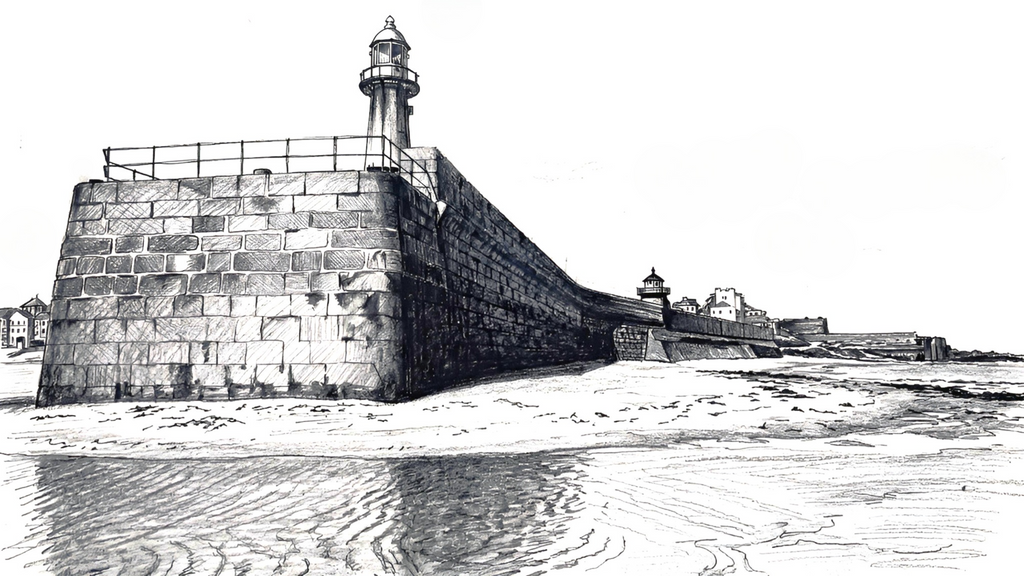 Smeaton's Pier St Ives Cornwall giclée print 220gsm – black and white fine art poster