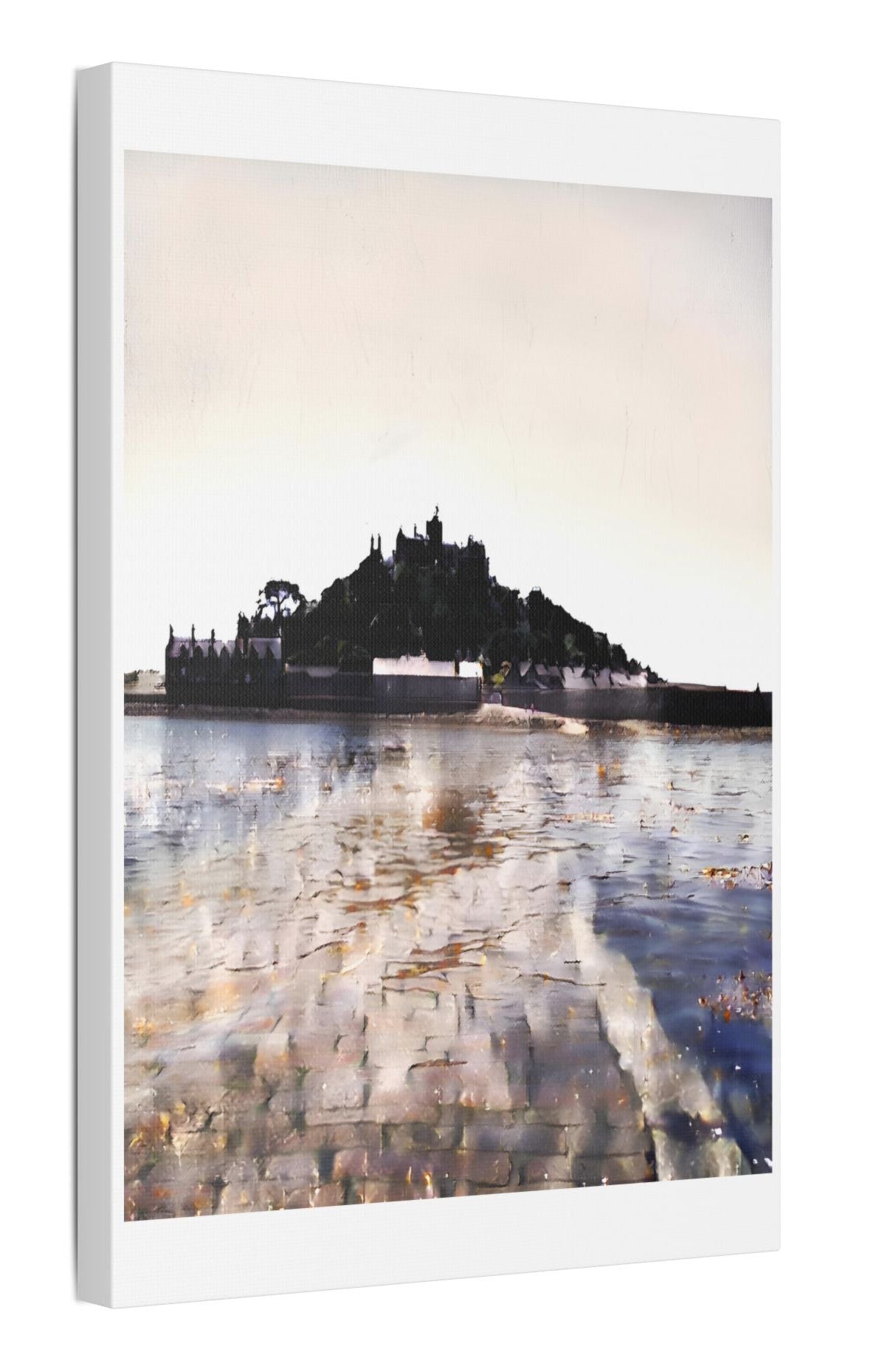 St Michael's Mount Cornwall canvas print side view – ready to hang watercolour wall art
