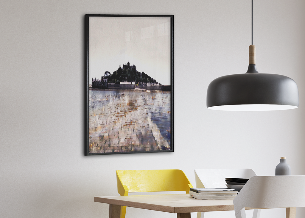St Michael's Mount print in Scandinavian dining room wall art display