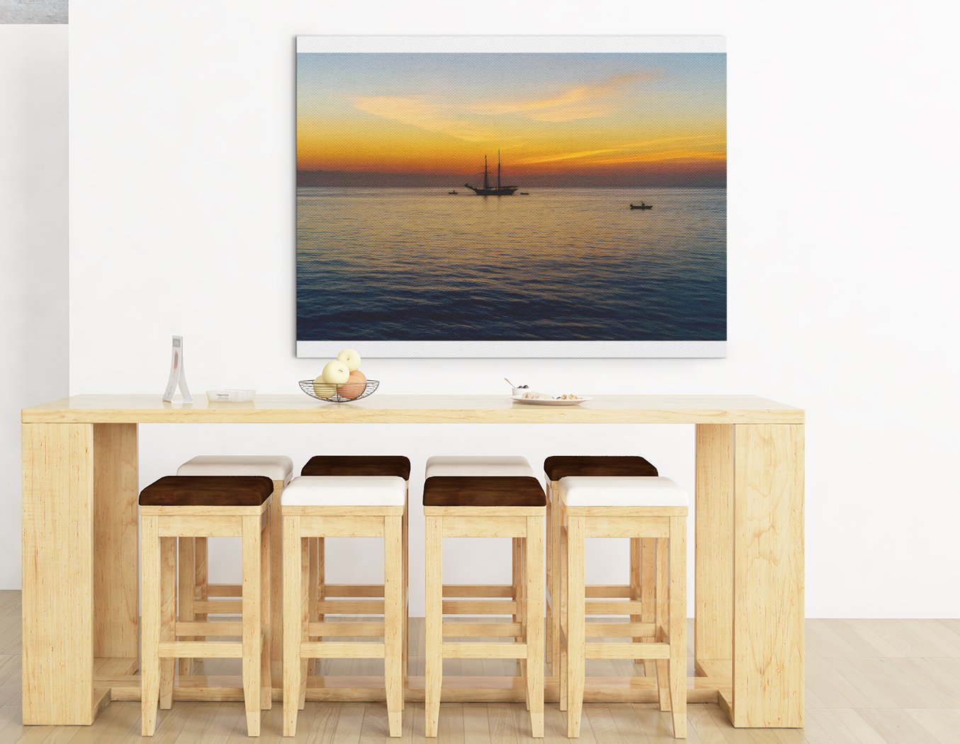Sunrise Over St Ives Bay Cornwall canvas above dining table – coastal landscape wall art UK