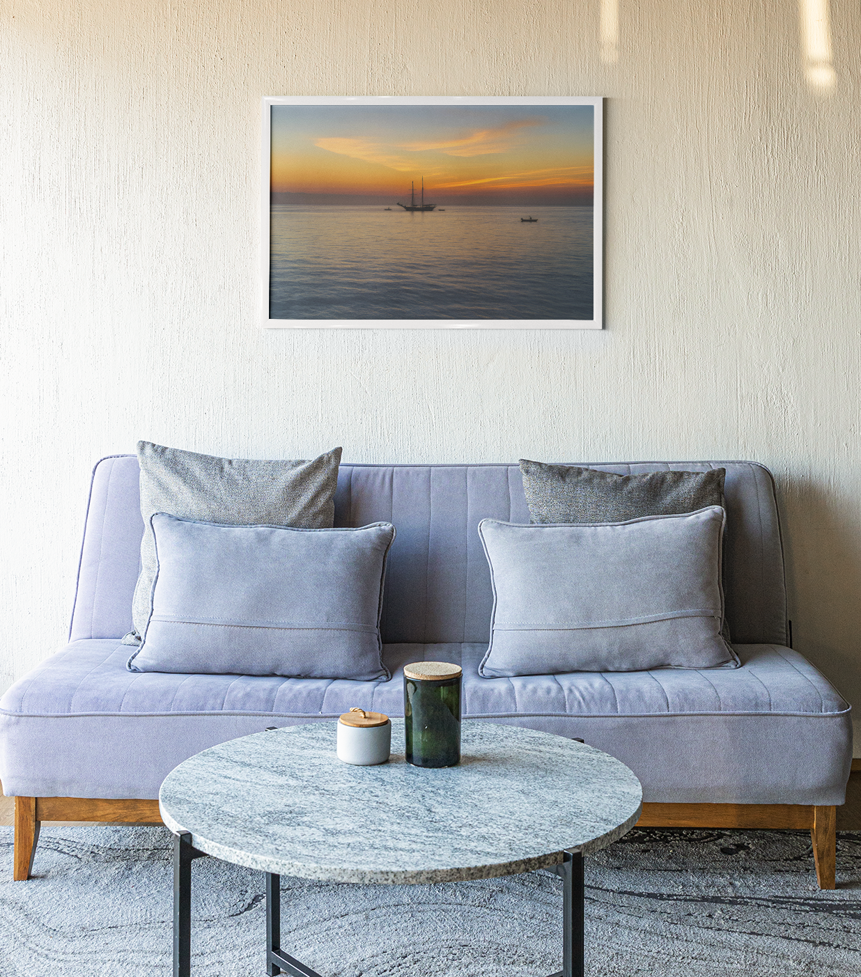 Sunrise Over St Ives Bay canvas in living room – Cornwall coastal wall art ready to hang