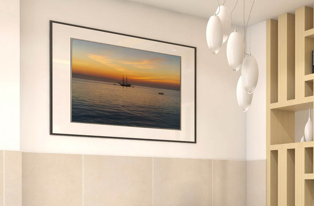 Sunrise Over St Ives Bay print in living room – Cornwall coastal wall art sailing boat sunrise gift idea