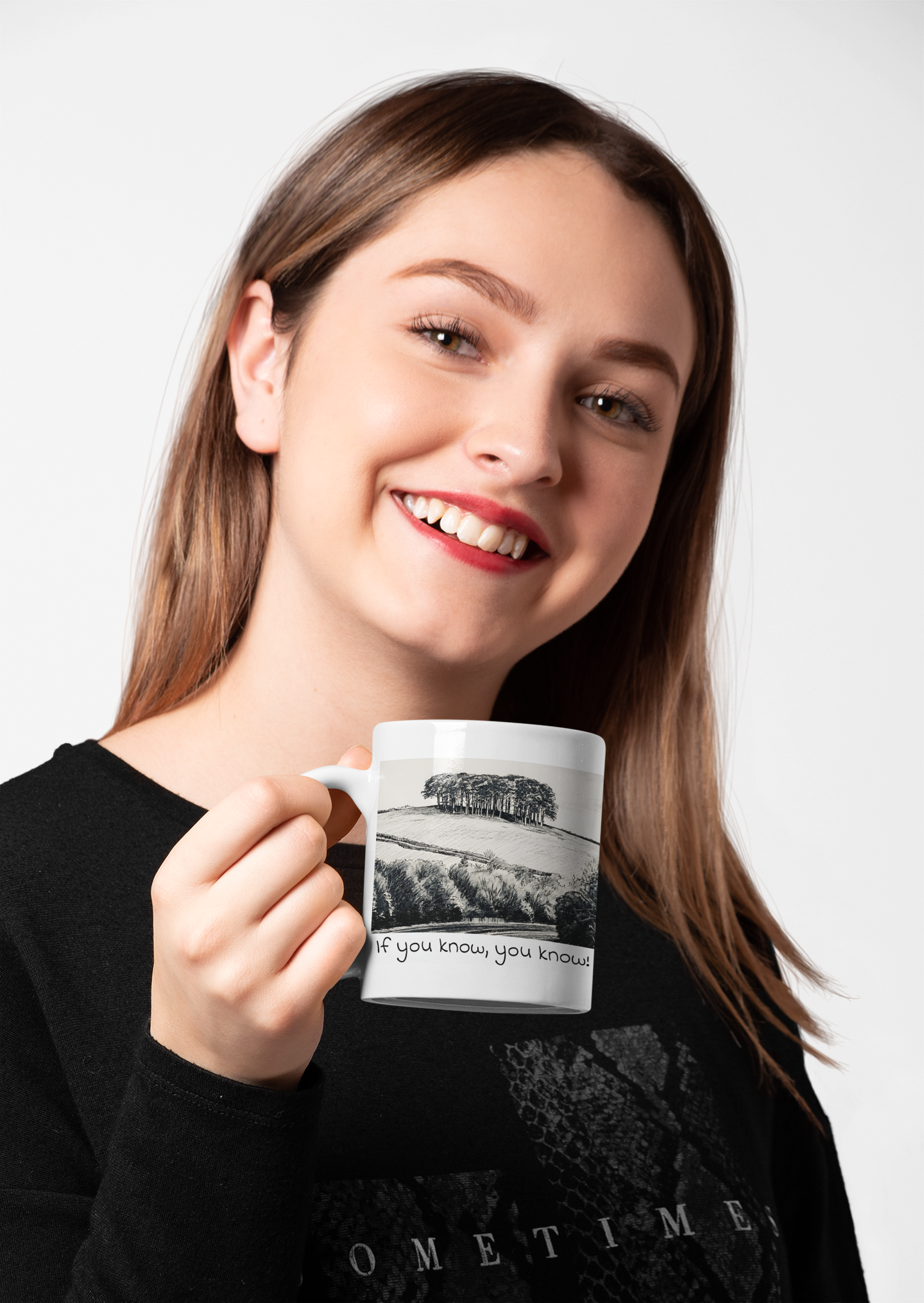 Nearly There Trees mug lifestyle shot – Cornwall souvenir ceramic coffee mug